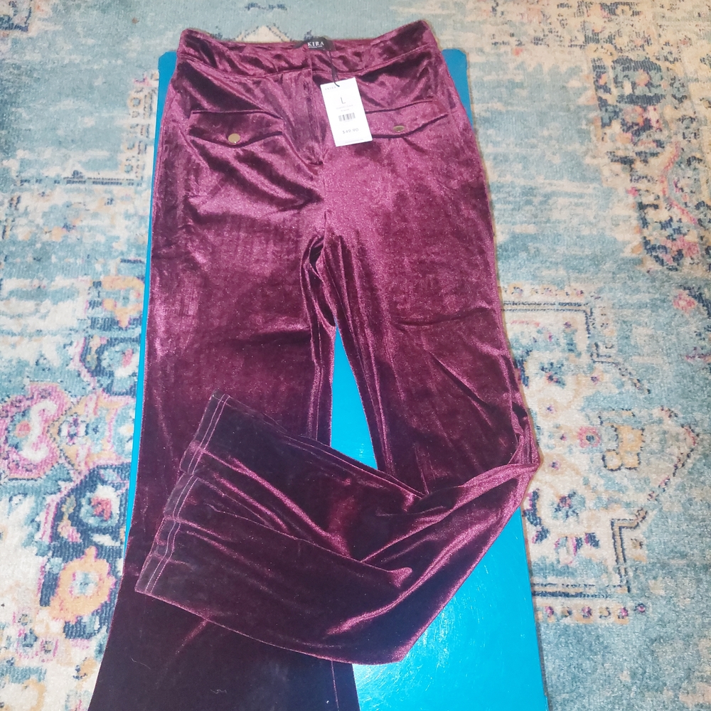 AKIRA Rich Burgundy Velvet Pants - Picture 4 of 7